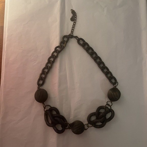 vtg Chunky‎  Mesh chain Bronze Necklace  substantial costume piece - Picture 1 of 6